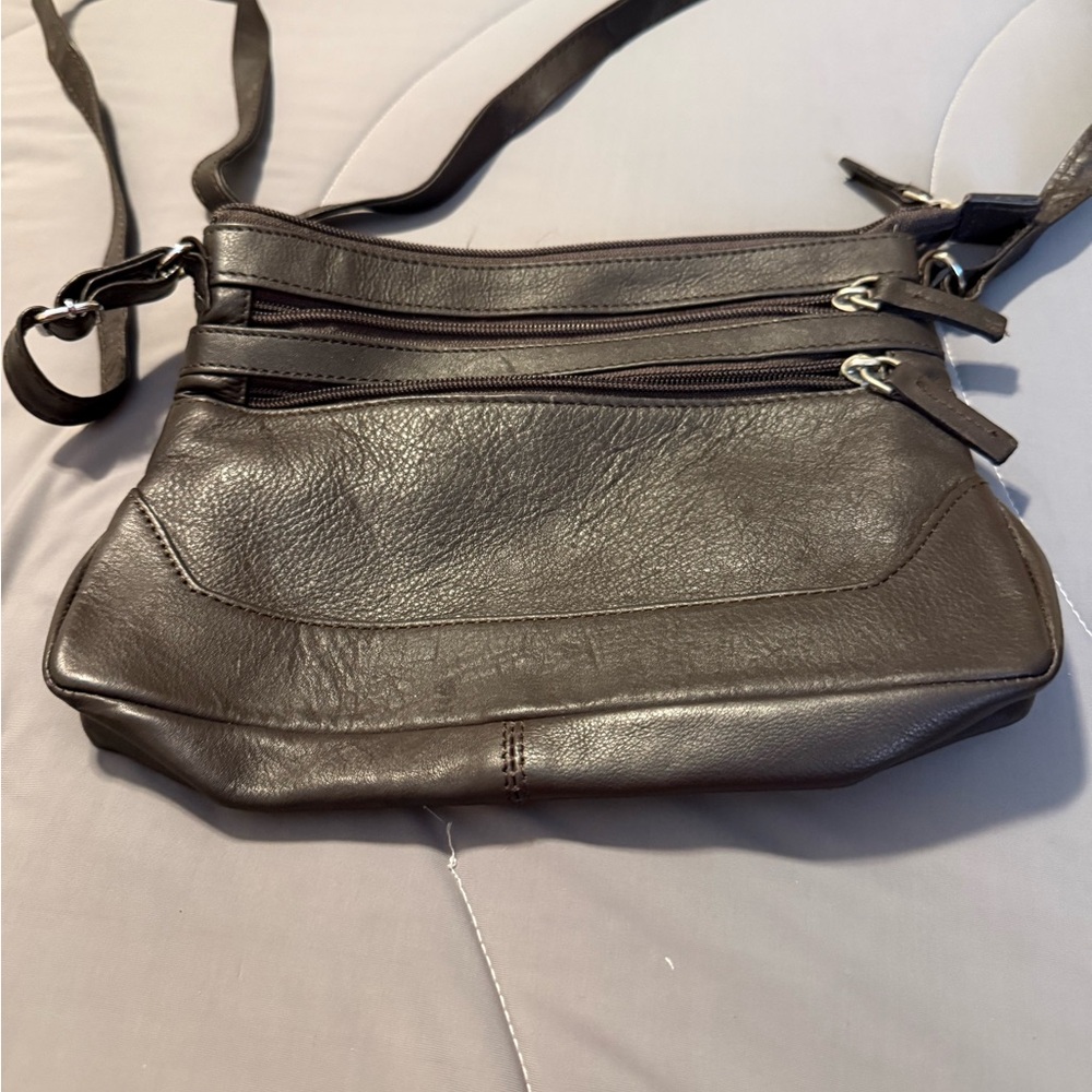 Dark Brown Leather Crossbody Bag